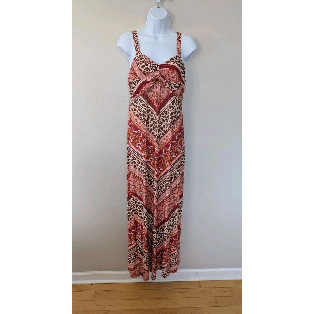 Tommy Bahama Jersey Maxi Dress M Resort Boho Maximalist Twist Top Straps NWT
